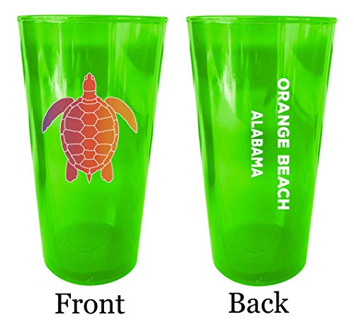 Orange Beach Alabama Souvenir 16 oz Green Plastic Pint Glass 4-Pack Image 1