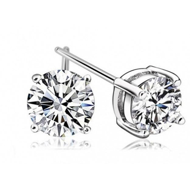 2ctw Simulated Diamond Sterling Silver Stud Earrings Image 2