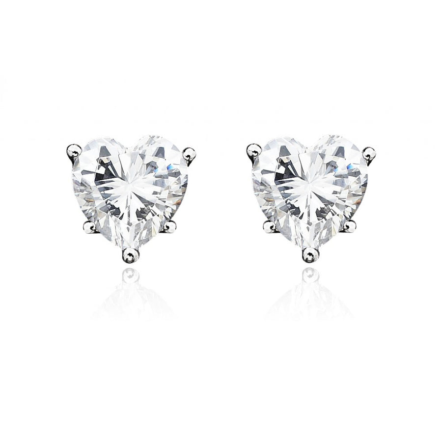 2ctw Simulated Diamond Heart Sterling Silver Stud Earrings Image 1