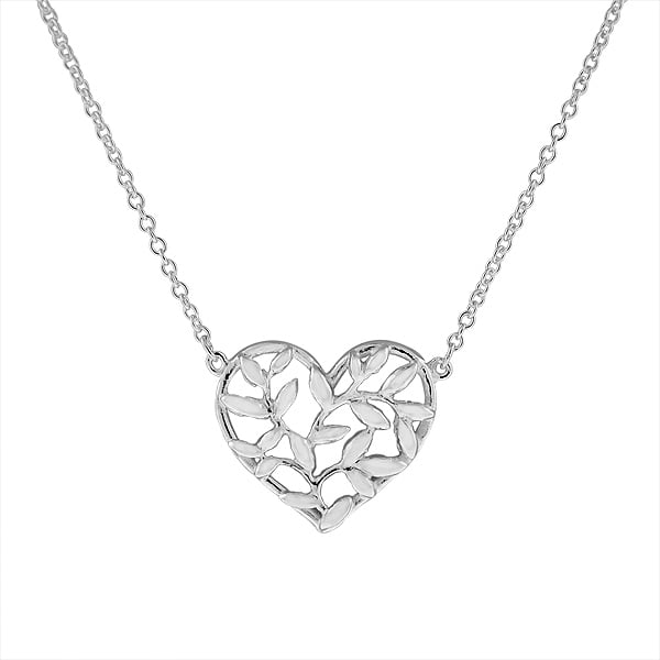 Sterling Silver  Leaf Heart Necklace Image 1