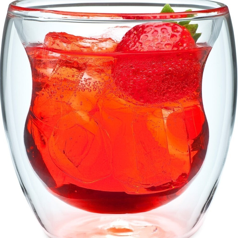 Curva Artisan Series Double Wall Beverage Glasses and Tumblers - Set of 4 Unique 8 oz Drinking Glasses Image 2