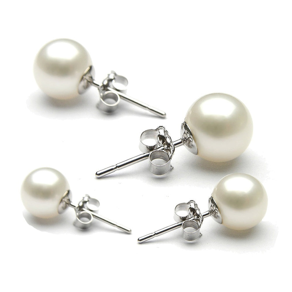 2 Pairs: Cultured Freshwater Pearl Earrings in Sterling Silver Image 2