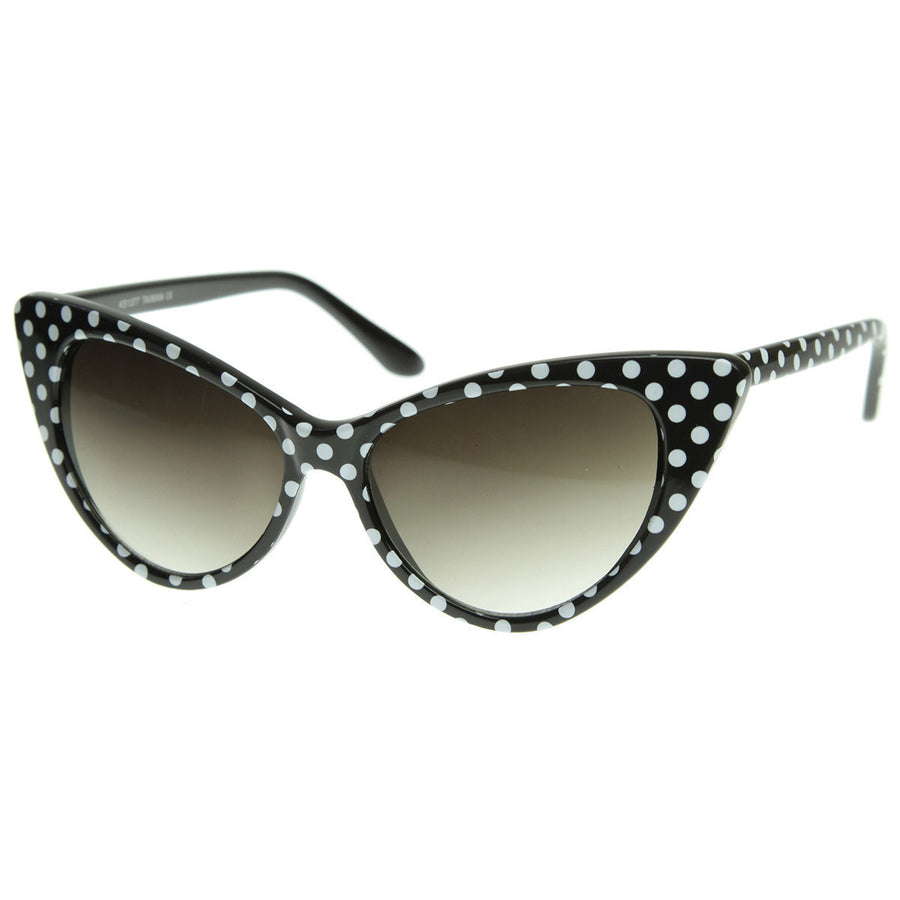 Polka Dot Cat Eye Womens Mod Fashion Super Cat Sunglasses - 8498 Image 1
