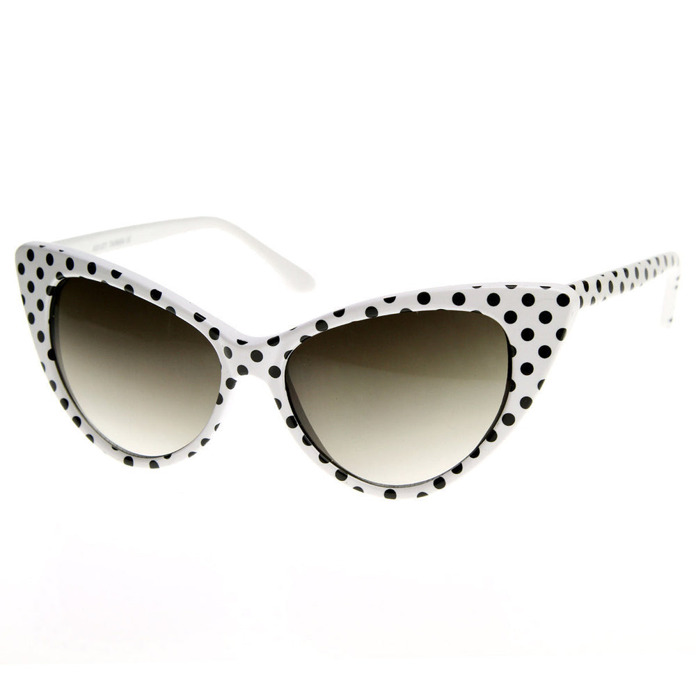 Polka Dot Cat Eye Womens Mod Fashion Super Cat Sunglasses - 8498 Image 2