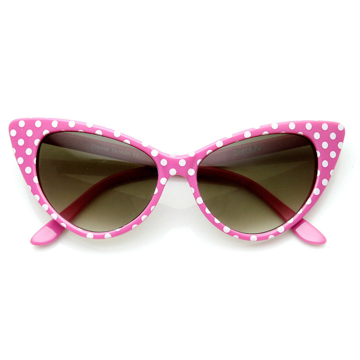 Polka Dot Cat Eye Womens Mod Fashion Super Cat Sunglasses - 8498 Image 4