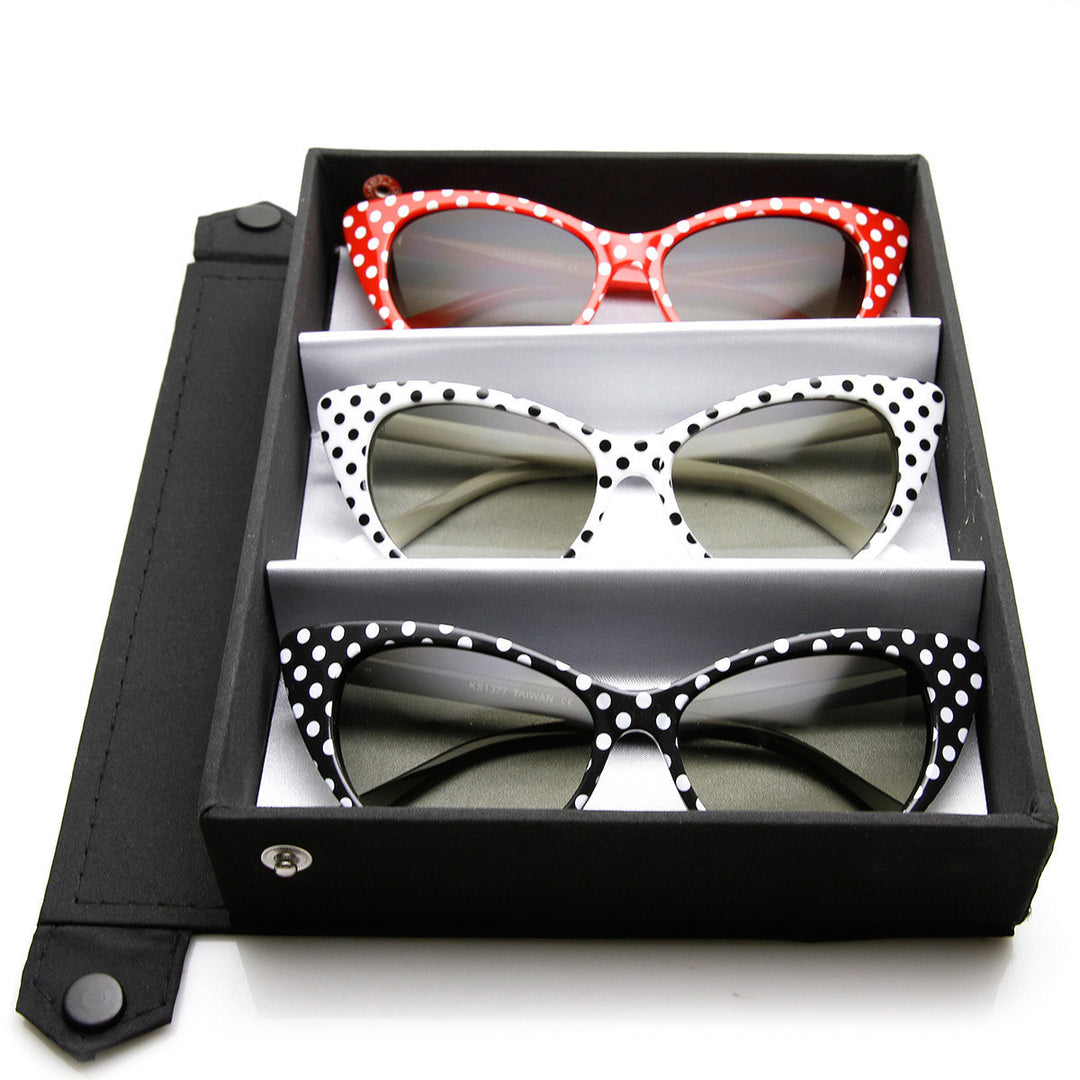 Polka Dot Cat Eye Womens Mod Fashion Super Cat Sunglasses - 8498 Image 4