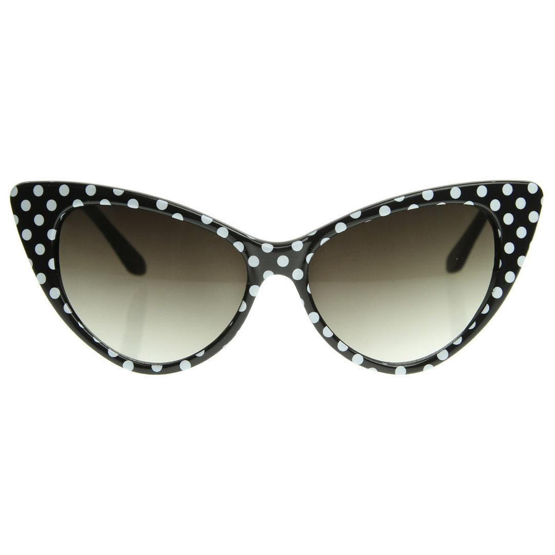 Polka Dot Cat Eye Womens Mod Fashion Super Cat Sunglasses - 8498 Image 6