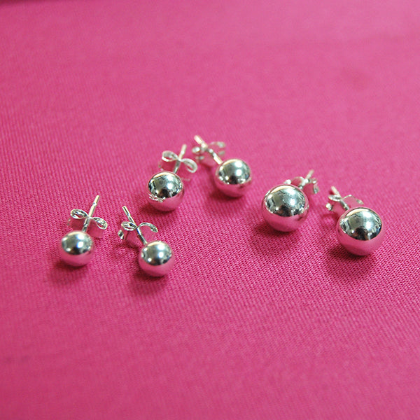 Set of 3 Sterling Silver Ball Stud Earrings Image 1