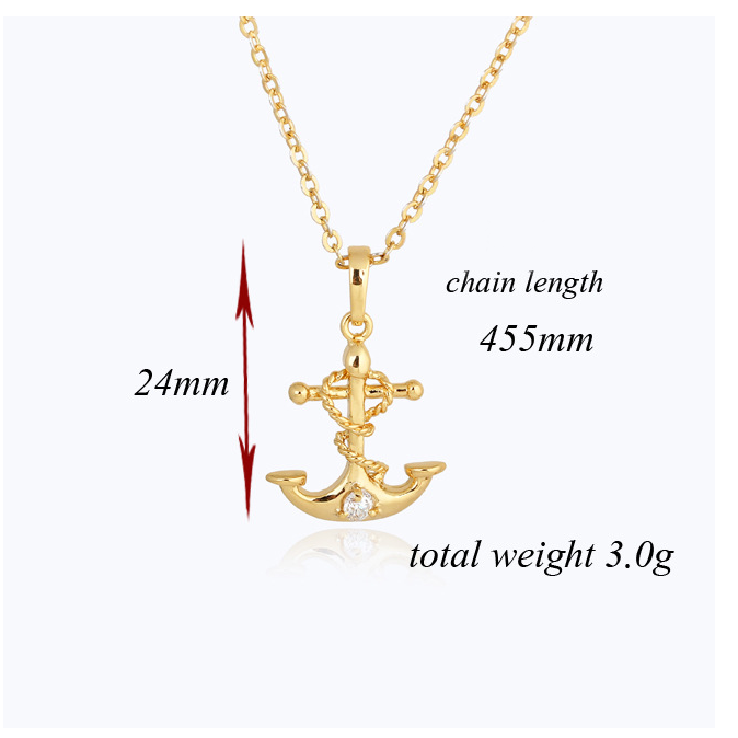 18k Yellow gold over sterling silver 0.75ct CZ Diamond "Sailor Anchor" pendant Image 2