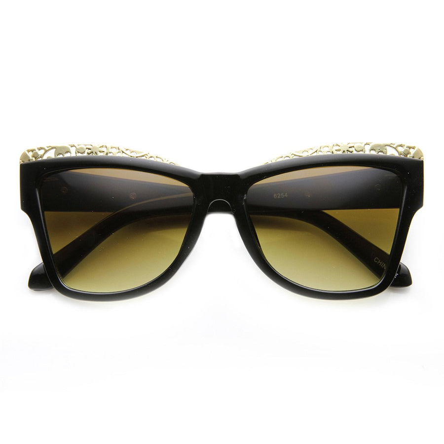High Fashion Chic Metal Cut-Out Artwork Womens Cat Eye Sunglasses 9603 Image 1