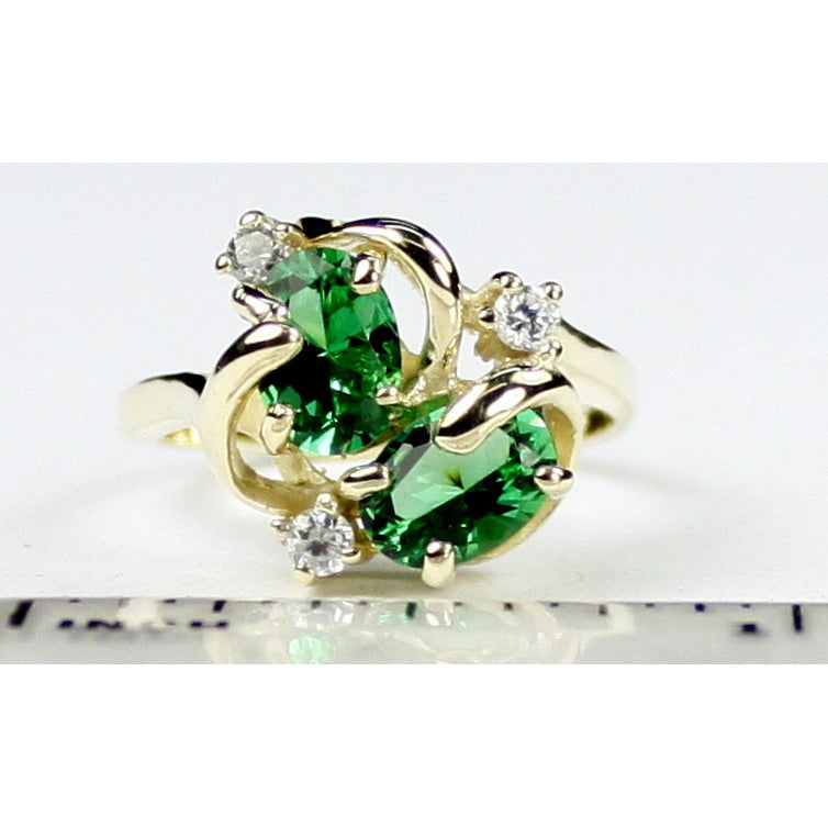 10K Gold Ladies Ring Created Emerald R016 Image 4