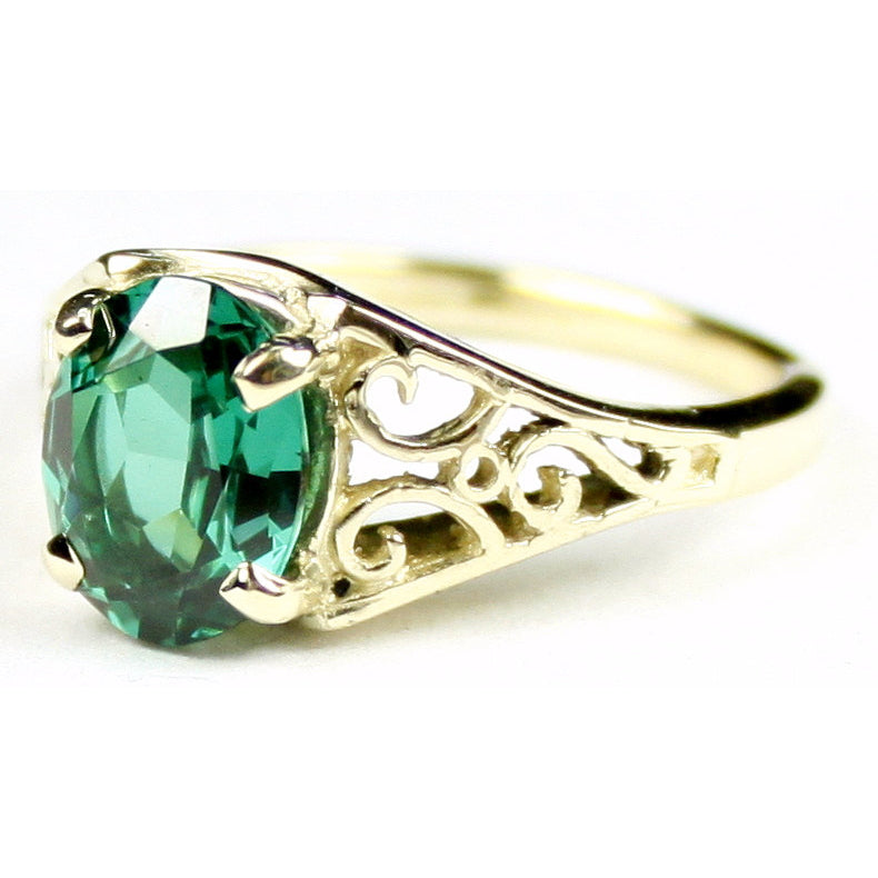 10K Gold Ladies Ring Created Emerald R005 Image 2