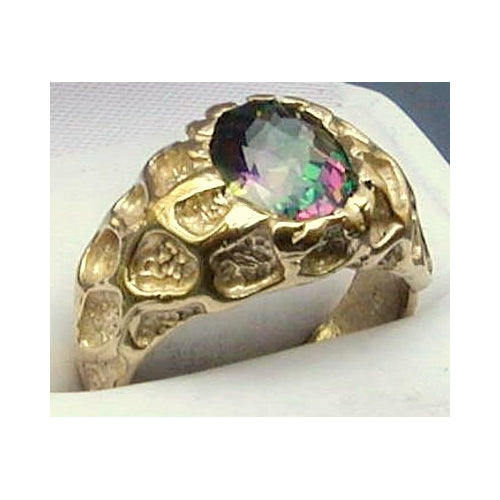 R168Mystic Fire Topaz10K Yellow Gold Mens Ring Image 4