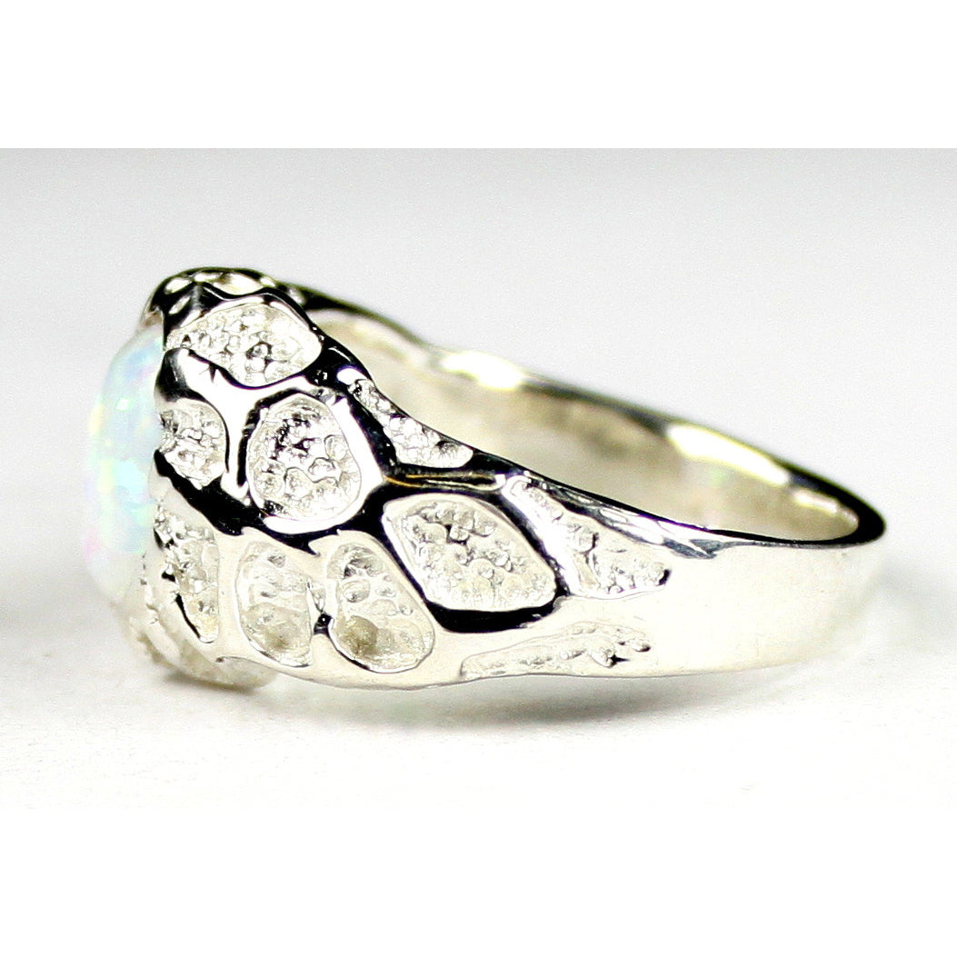 Sterling Silver Mens Ring Created White Opal SR168 Image 3