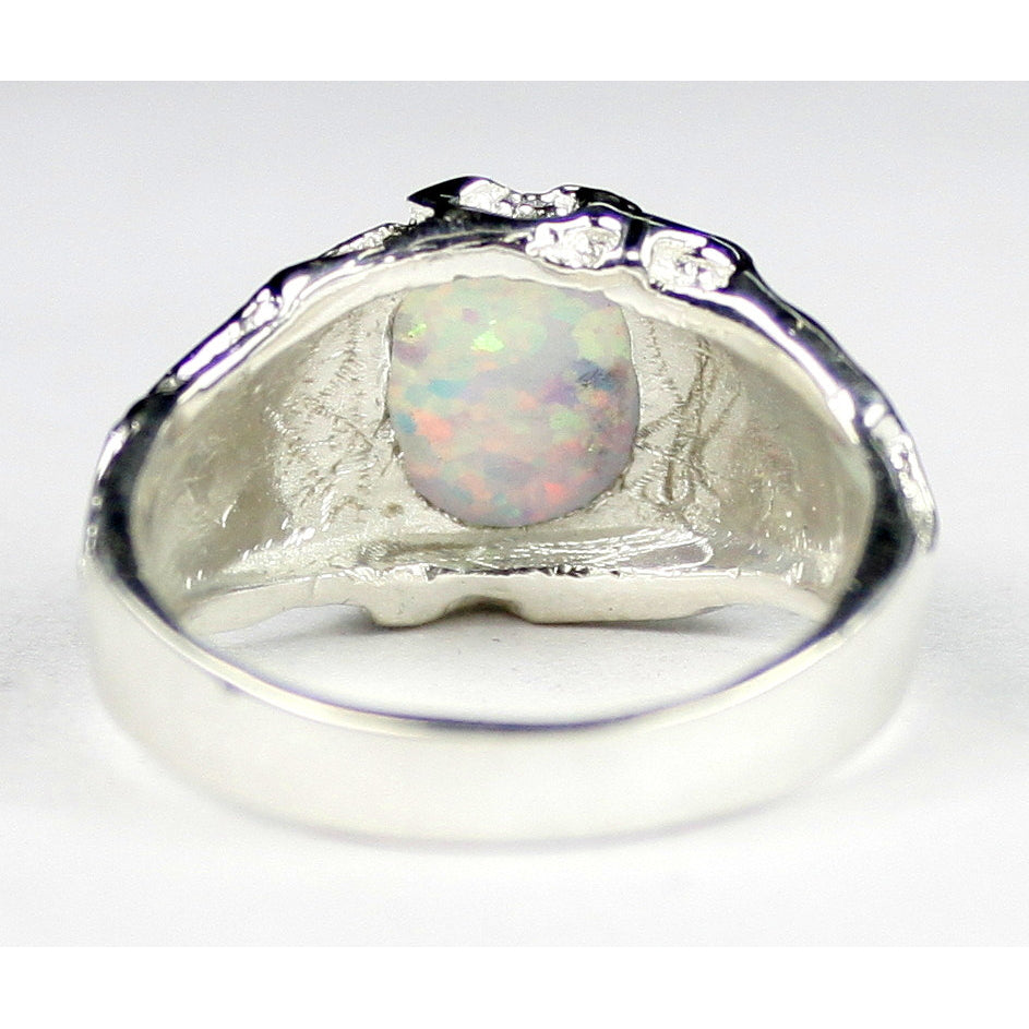 Sterling Silver Mens Ring Created White Opal SR168 Image 4