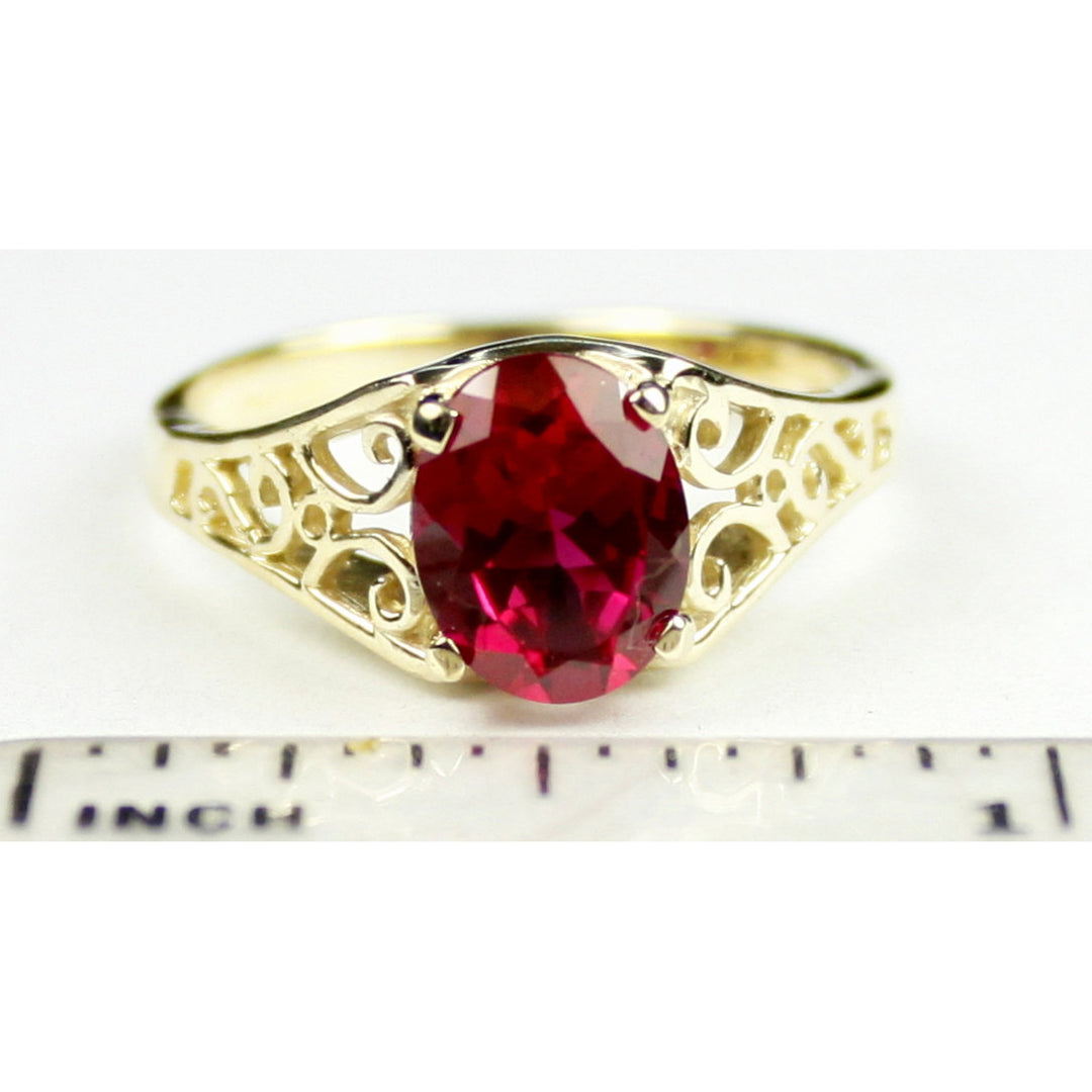 10K Gold Ladies Ring Created Ruby  R005 Image 4