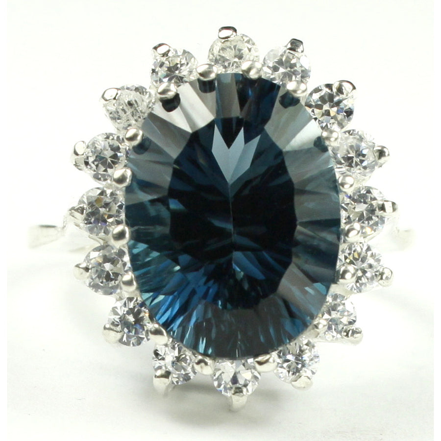 Sterling Silver Royal Engagement Ring Quantum Cut London Blue Topaz SR310 Image 1