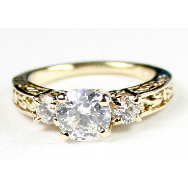 R254Cubic Zirconia w/ 2 Accents10KY Gold Ring Image 1