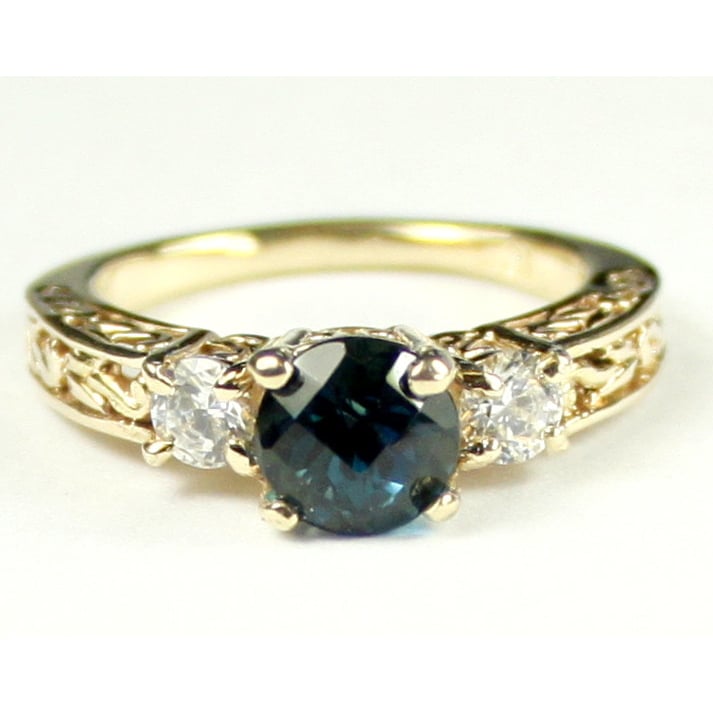 R254London Blue Topaz w/ 2 Accents10KY Gold Ring Image 1