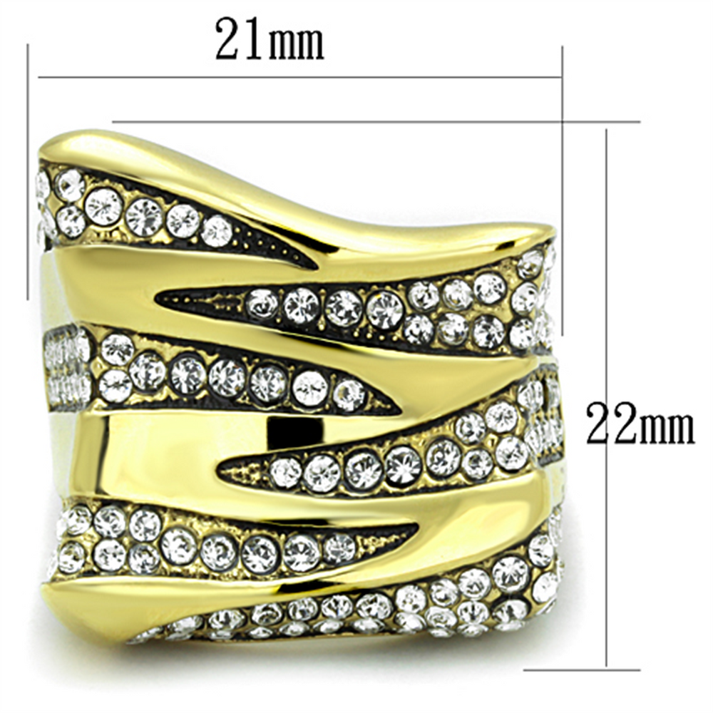 1.5 Ct Top Grade Crystal 14K Gold Plated Stainless Steel Cocktail Ring Sz 5-10 Image 2