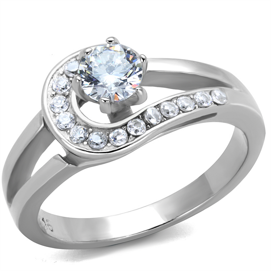 .56 Ct Round Cut Zirconia High Polished Stainless Steel Engagement Ring Size 5-10 Image 1