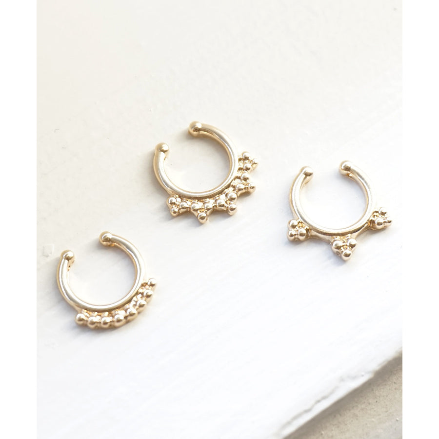 Gold Champagne Bubbles Faux Septum Clip On Nose Ring Hanger SET OF THREE Image 1
