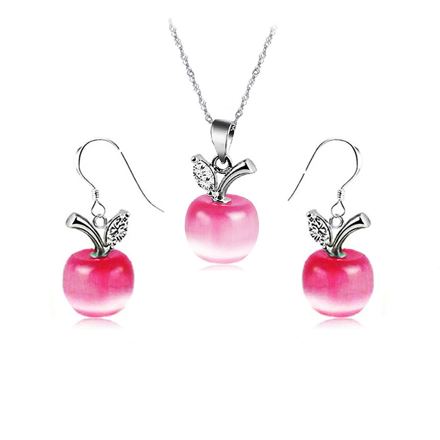 Sephla CZ Diamond And Moonstone Apple Design Jewelry Set For Women Image 1