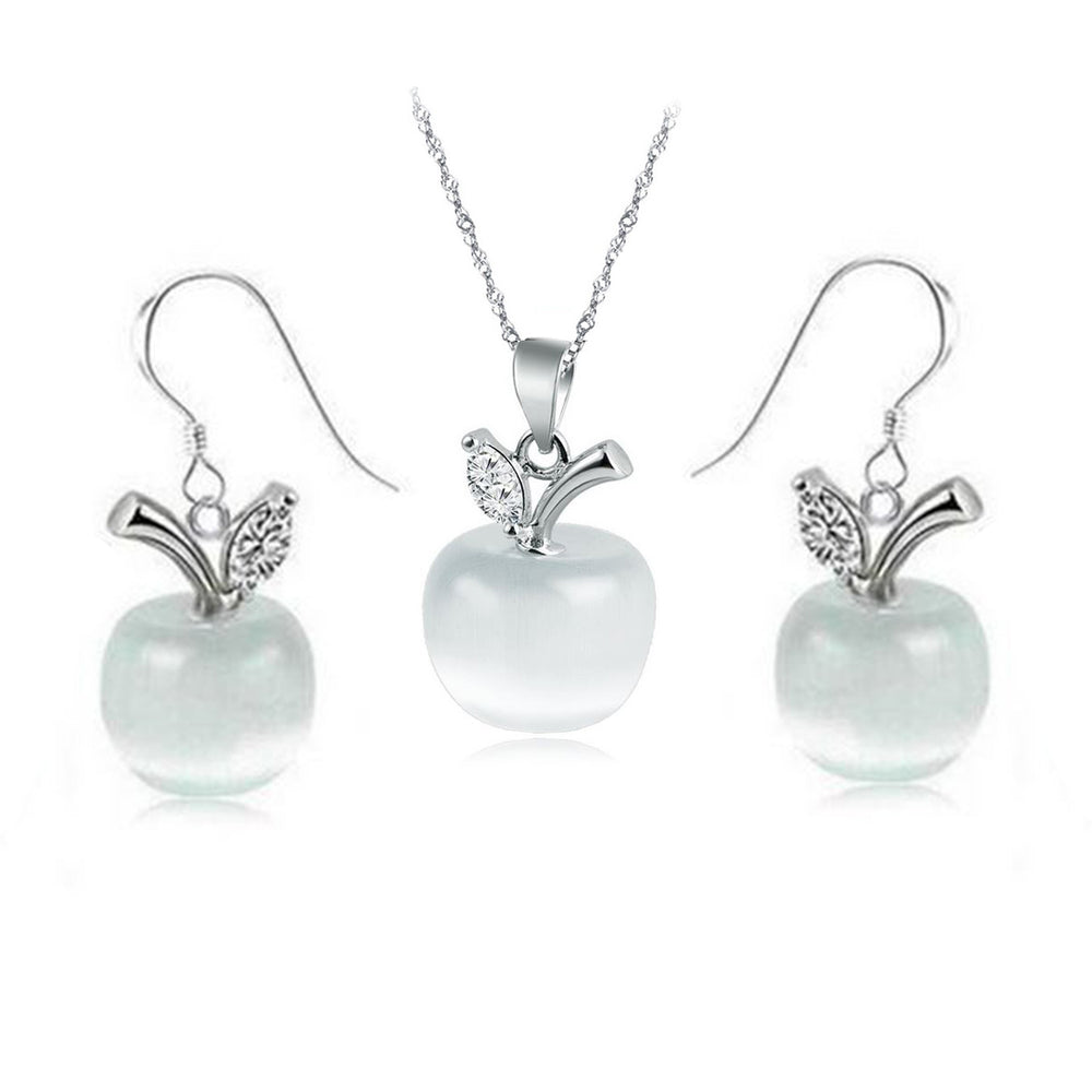 Sephla CZ Diamond And Moonstone Apple Design Jewelry Set For Women Image 2