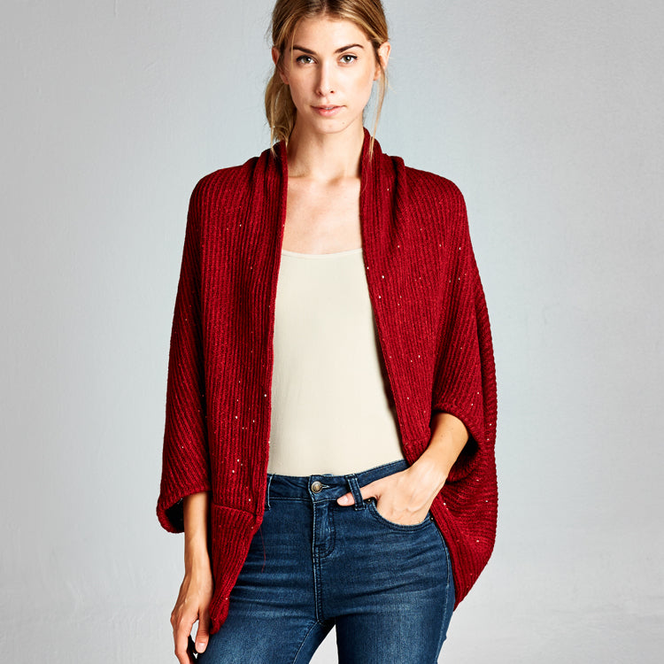 Sequined Open Cardigan Sweater Image 2
