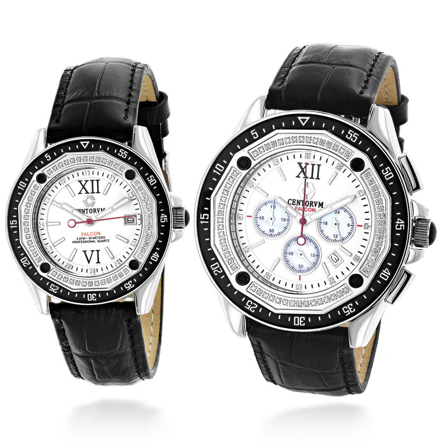His and Hers matching watches: Centorum Diamond Watch Set w Chronograph Image 1