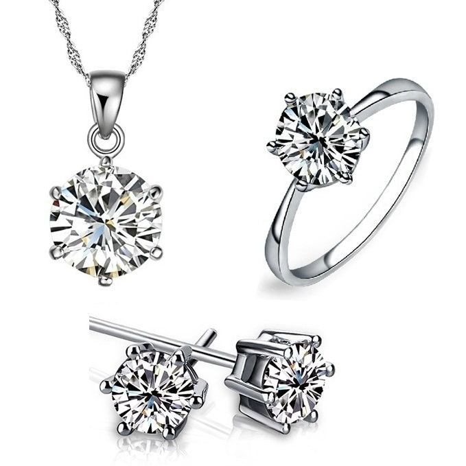 Dalia Cubic Zirconia EarringsNecklaceRing Jewelry Set Image 1