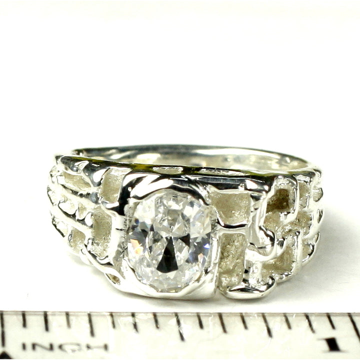Sterling Silver Mens Ring Cubic Zirconia SR197 Image 4