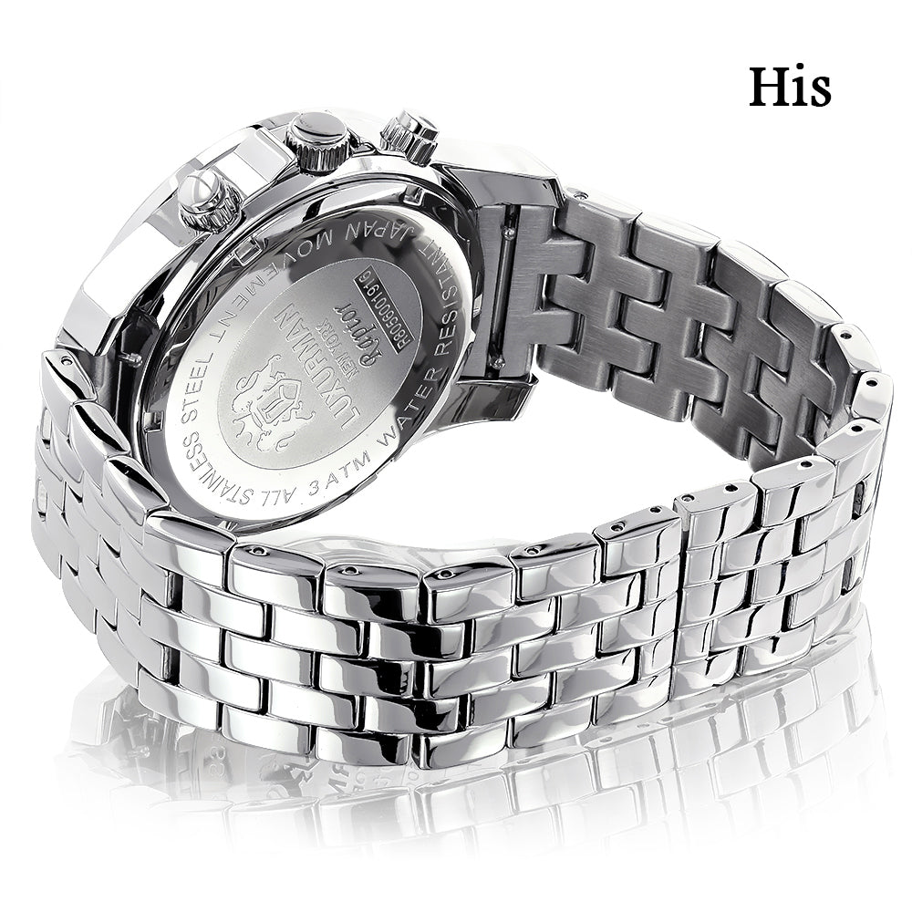Matching His and Hers Watches: Luxurman Diamond Bezel Watch Set 6ct Image 2