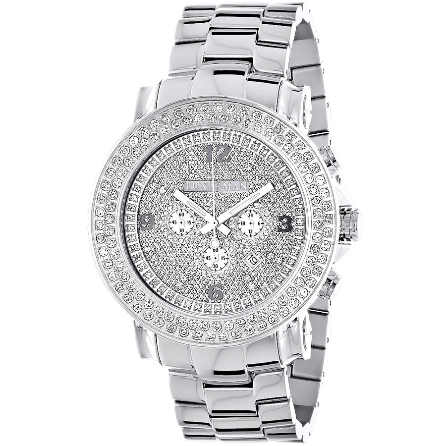 Large 2 Row Diamond Bezel Luxurman Watch 5ct  Arrival Oversized Image 1