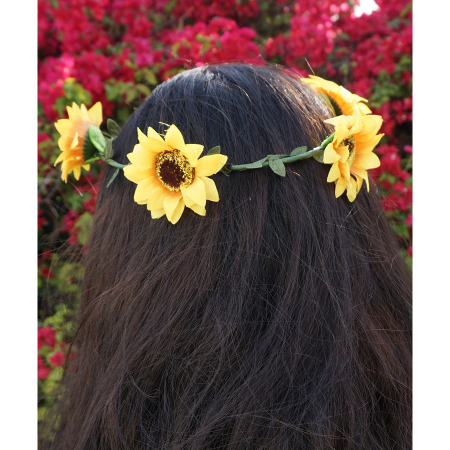 Flower Crown HeadbandSunflower Flower CrownYellow Flower Crown HeadbandCoachellaRave Accessory Image 1