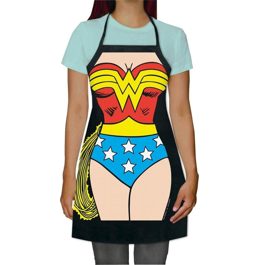 DC COMICS WONDER WOMAN BE THE CHARACTER Adult Size 100% Cotton Adjustable Black Apron Image 1