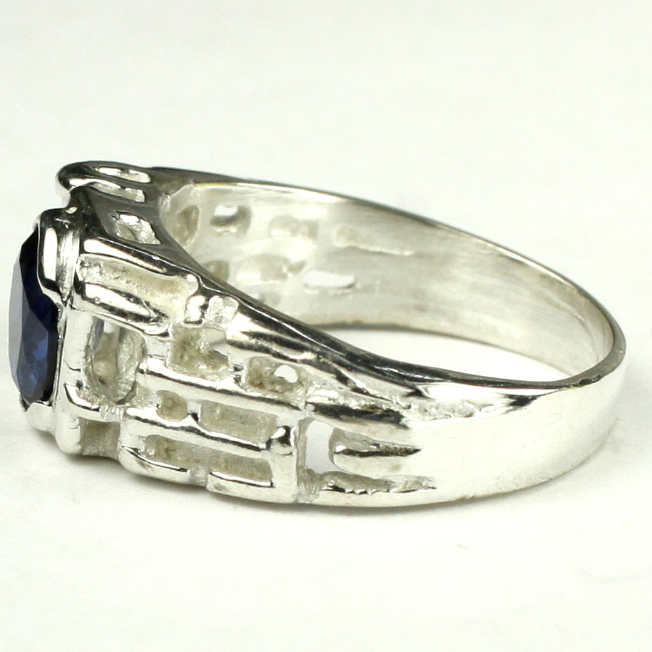 Sterling Silver Mens Nugget Ring Created Blue Sapphire SR197 Image 3