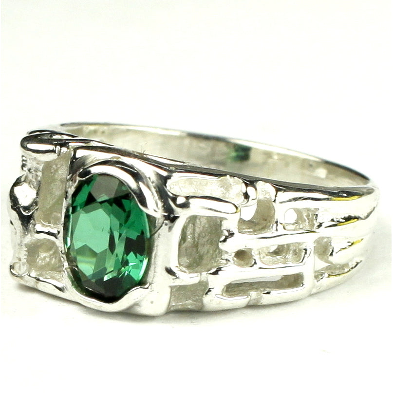 Sterling Silver Mens Ring Created Emerald SR197 Image 2