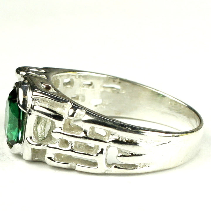 Sterling Silver Mens Ring Created Emerald SR197 Image 3