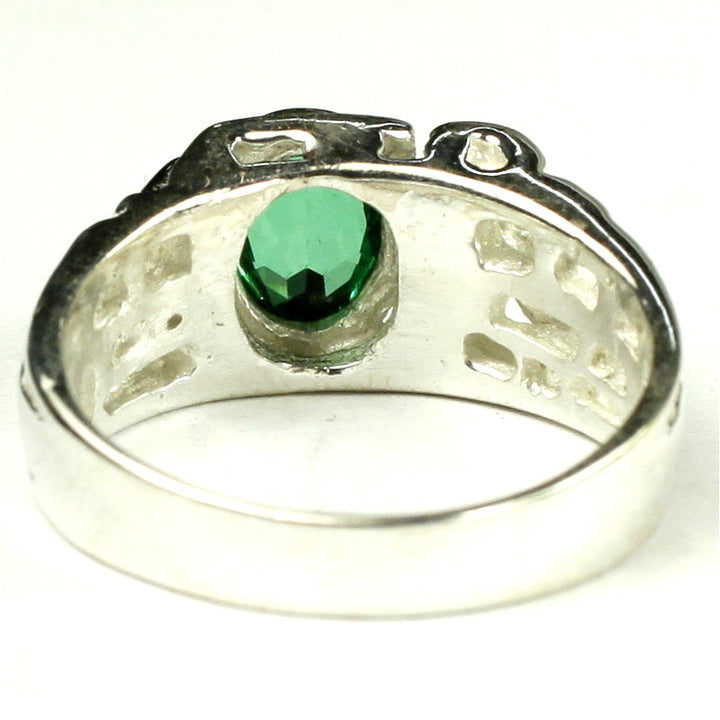 Sterling Silver Mens Ring Created Emerald SR197 Image 4