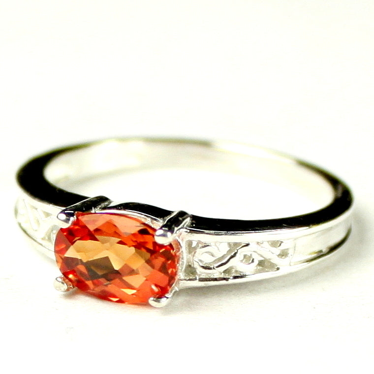 SR362Created Padparadsha Sapphire925 Sterling Silver Ring Image 2