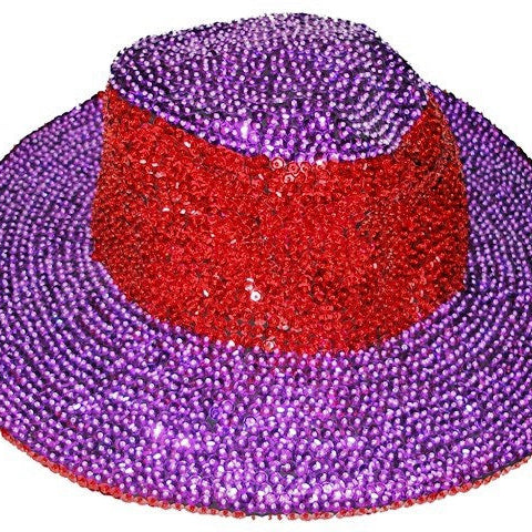 Sequin Cowboy Cowgirl Hat RED PURPLE Red Hat Society Image 1
