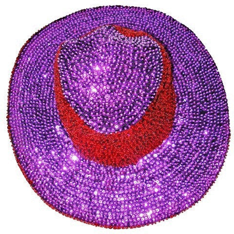 Sequin Cowboy Cowgirl Hat RED PURPLE Red Hat Society Image 2