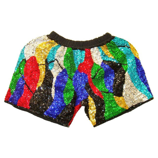Sequin Shorts One Size RAINBOW Zig-Zag Costume Roller Derby Cheer Image 1