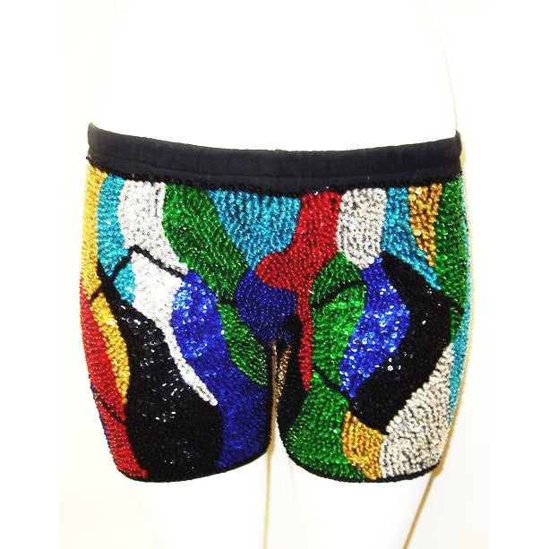 Sequin Shorts One Size RAINBOW Zig-Zag Costume Roller Derby Cheer Image 2
