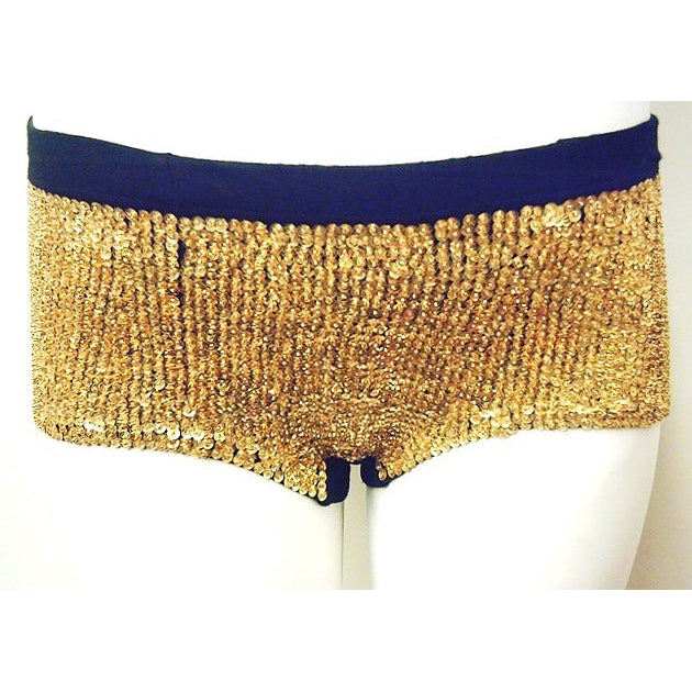 Sequin Boxers Briefs One Size GOLD Roller Derby Cheer Image 1