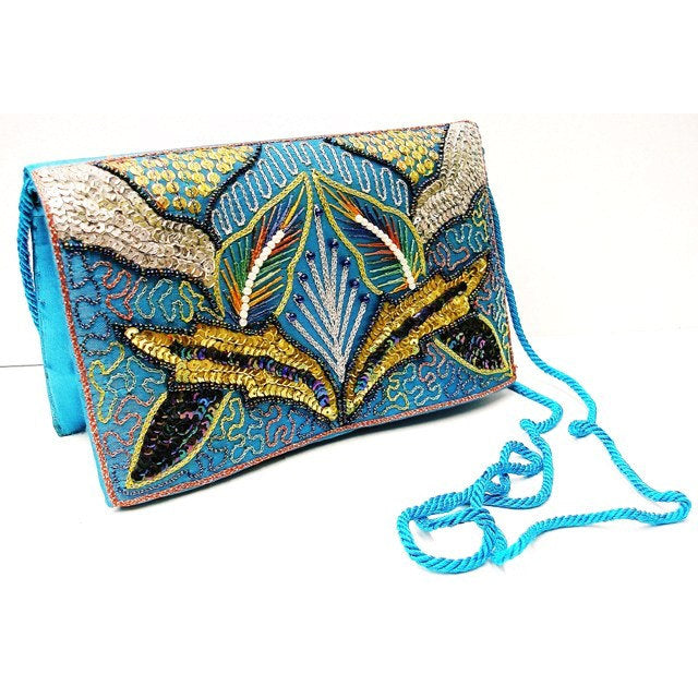 Sequin Beaded Purse TURQUOISE  SP30 Image 1