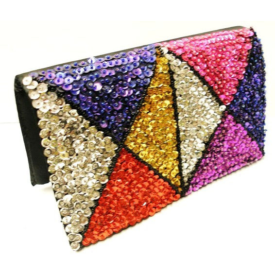 Sequin Beaded Purse MOSAIC TRIANGLES  SP30 Image 1
