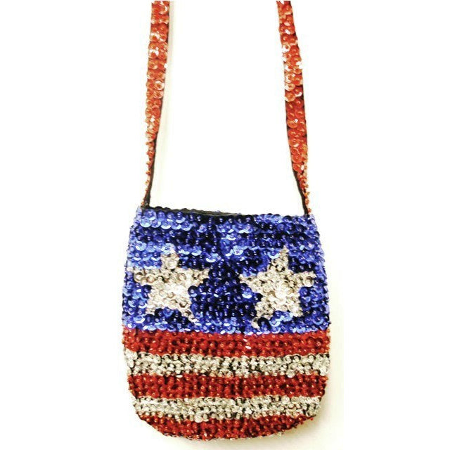 Sequin Beaded Purse USA Stars and Stripes Image 1