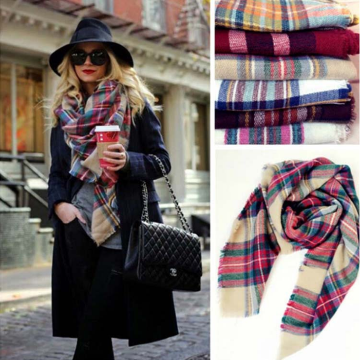 Fashion color plaid scarves - Size: 55 x 55 Image 1